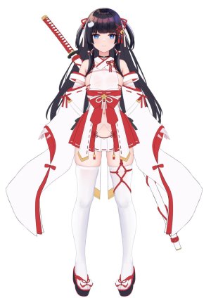 原创,allenes,黑发,碧眼,发饰,武士刀,长发,露脐,笑顔,剑,丝袜,weapon,白背景,白丝