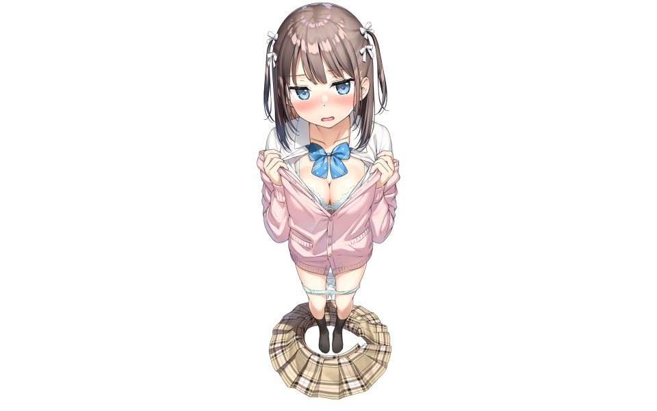 Kantoku 原创 黑发 脸红 Bra 胸部 Kneehighs 胖次