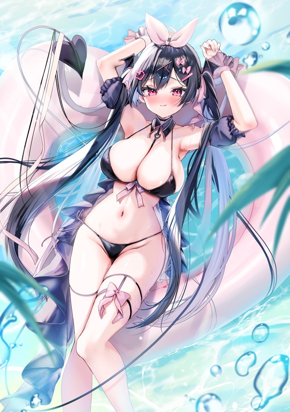 原创 あゆま紗由 露肩 水着 黑发 脸红 Breasts Cleavage