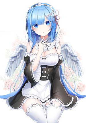 onsem,蕾姆,从零开始的异世界生活,cleavage,女仆,黑丝,翅膀