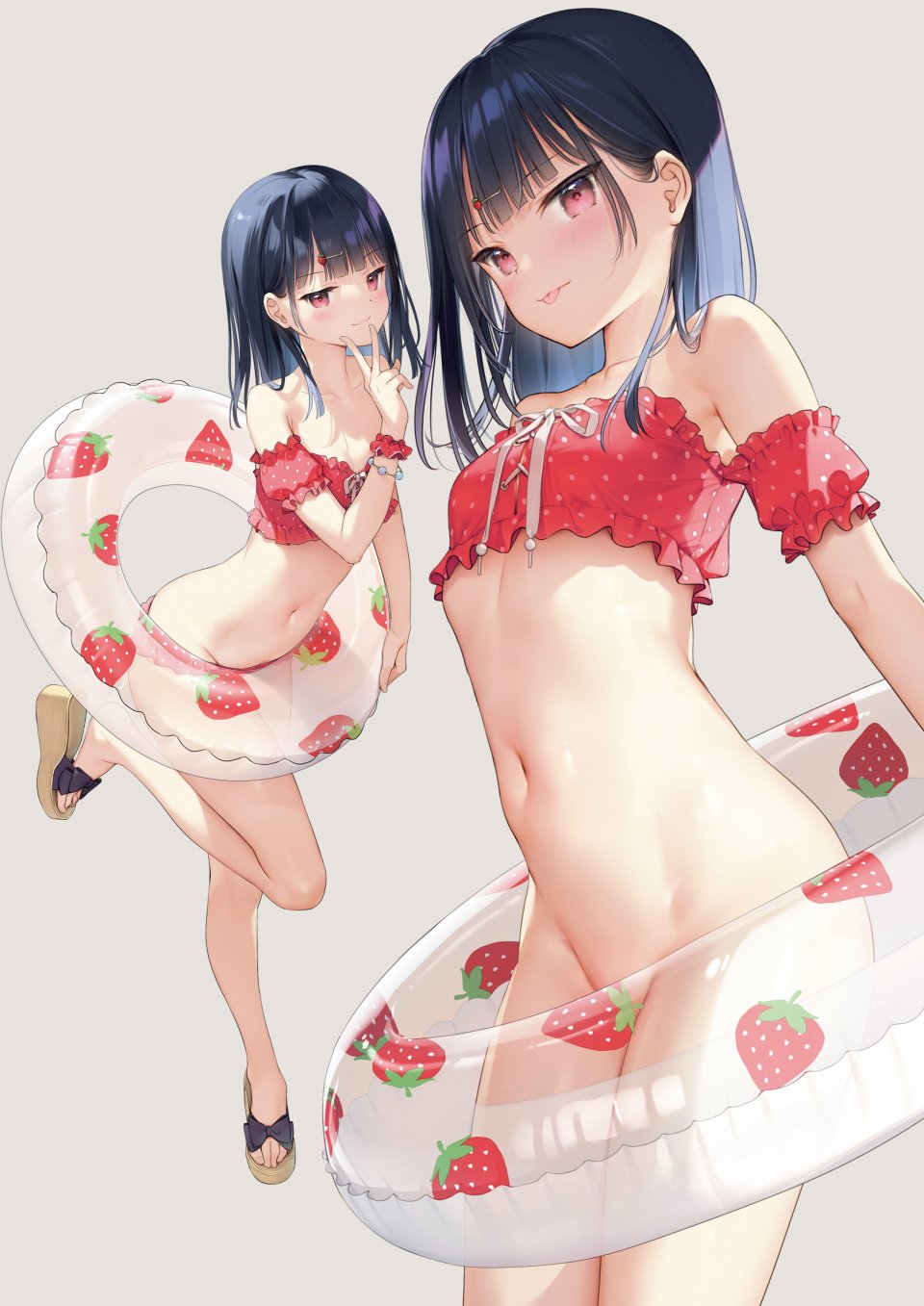 Mignon 水着 Bottomless 泳装 Ichigo 泳圈 黑发