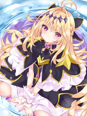 cure_arcana_shadow,moria_luluka,precure,meitantei_precure!,七瀬尚,金发,披肩,连衣裙,长发,视线正对,魔法少女,紫色眼,single