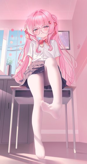 生桃仁,萝莉,眼镜,裤袜,制服,掀裙