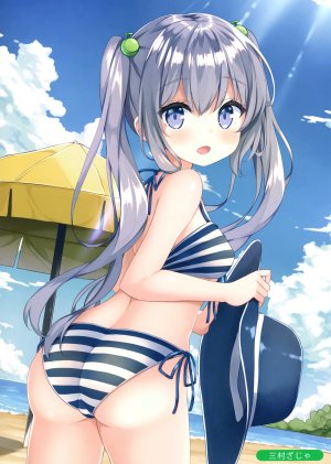 Melonbooks,三村ざじゃ,长发,single,長身像,脸红,视线正对,開いた口,胸部,前发,笑顔,双马尾,紫色眼,holding,天空