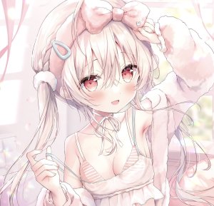 原创,飴玉コン,露肩,脸红,三股辫,breasts,灰发,长发,长袖,视线正对,红色眼,笑顔,single,双马尾,超长发