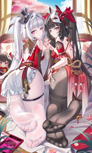 崩坏：星穹铁道,honkai,花火,sparxie,sparkle,jndfh,长发,長身像,前发,脸红,黑发,双马尾,露肩,银发,天空,直刘海,tattoo,樱花,少女,裤袜,项圈,铃,仮面