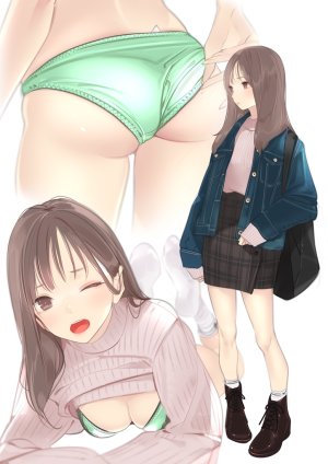 原创,天三月,长发,長身像,脸红,视线正对,前发,開いた口,胸部,茶发,棕色眼,巨乳,横臥,全身,闭只眼