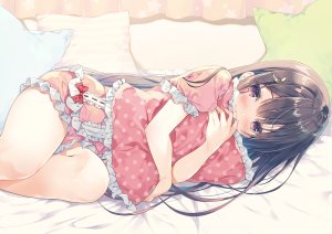 みわべさくら,原创,脸红,茶发,长发,睡衣,紫色眼