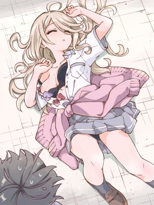 志喜屋夢子,败犬女主太多了！,领结,bra,breasts,cleavage,长发,横臥,nipples,胖次,褶皱裙,学校制服,衬衫,短裙,下着