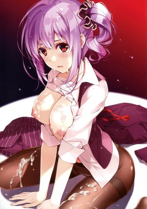 原创,COMIC阿吽,深崎暮人,脸红,bra,露胸,棕色眼,巨乳,视线正对,nipples,No-Bra,開いた口,胖次,黑丝,马尾辫,紫发,学校制服,衬衫,坐姿,短裙,single,结发,下着,阿哞,露乳,R18