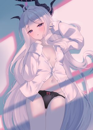 dong_hawn,空崎日奈,蔚蓝档案,衬衫,光晕,萝莉,No-Bra,胖次