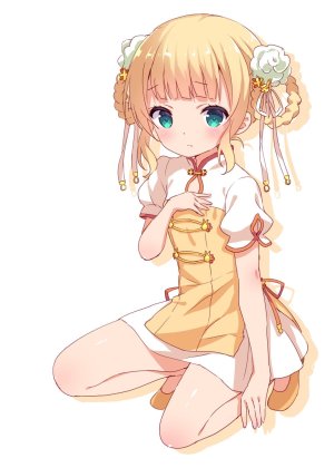 kirima_syaro,请问您今天要来点兔子吗?,金发,汉服,连衣裙,绿色眼