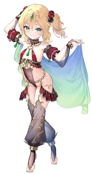 櫻井桃華,偶像大师,偶像大师：灰姑娘女孩,idolmaster_cinderella_girls_u149,matanonki,露肩,金发,脸红,breasts,绿色眼,发饰,视线正对,胖次,rose,短发,短裙,笑顔,下着