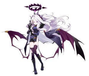 linnnp,日奈,蔚蓝档案,全身,手套,光晕,长发,长袖,短裙,single,丝袜,爆衣,白背景,白发,翅膀