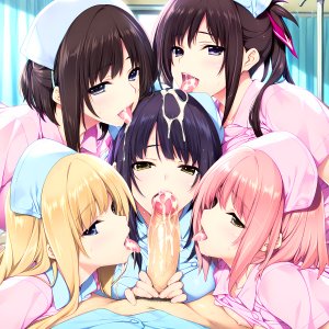 原创,前发,发饰,马尾辫,缎带,衬衫,结发,黑发,金发,碧眼,青发,脸红,breasts,棕色眼,茶发,长发,nipples,粉发,紫色眼,短发,黄色眼,開口,笑顔,视线正对,护士,uncensored