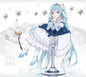 gkn,初音ミク,雪ミク,VOCALOID,连衣裙