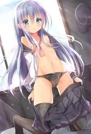 yonjyuugo,响,艦隊これくしょん,萝莉,No-Bra,胖次,制服,黑丝