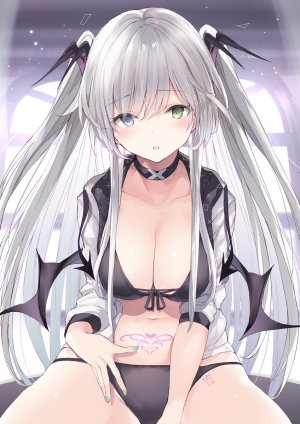 原创,nanananana,长发,single,長身像,脸红,视线正对,開いた口,碧眼,胸部,前发,绿色眼,坐姿,巨乳,cleavage