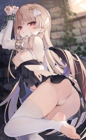 原创,玉之けだま,金发,breasts,cameltoe,锁链,连衣裙,长发,回头看,nipples,胖次,红色眼,single,丝袜,下着,超长发,白丝,翅膀