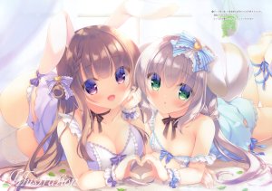 ゆき恵,兽耳,areola,breast_hold,兔耳,cameltoe,cleavage,lingerie,胖次,黑丝