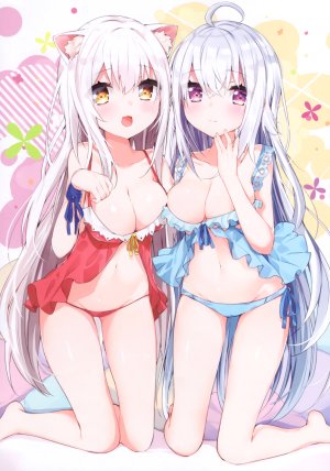 神岡ちろる,兽耳,cleavage,lingerie,猫耳,胖次,睡衣,白毛,跪姿