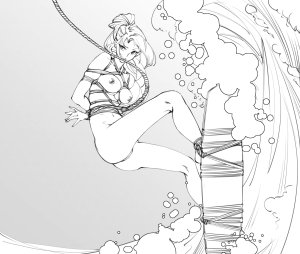 原创,chen_zi,捆绑play,长发,露脐,nipples,nude,马尾辫,笑顔,single