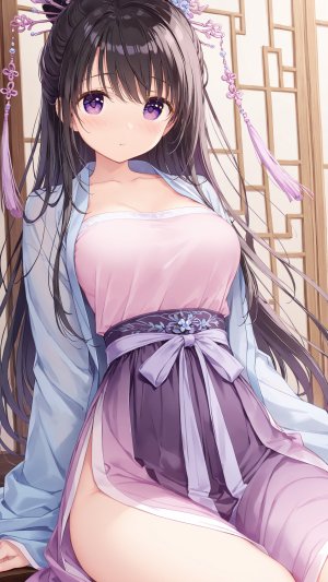 Tkz,女孩子,汉服,茗安,黑发,AI生成图