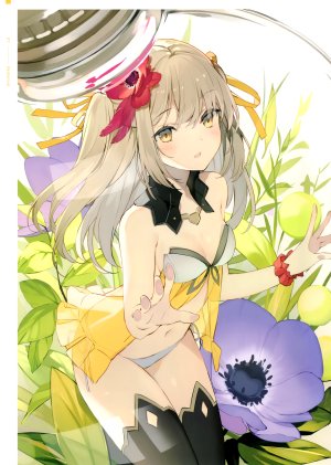 原创,ストロラ,露肩,黑丝,胸部,棕色眼,茶发,发饰,lingerie,长发,视线正对,露脐,胖次,坐姿,貧乳,single,下着