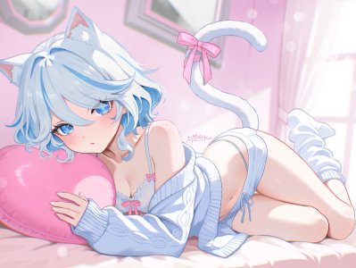 芙宁娜,原神,兽耳,bra,猫耳,胖次,针织衫