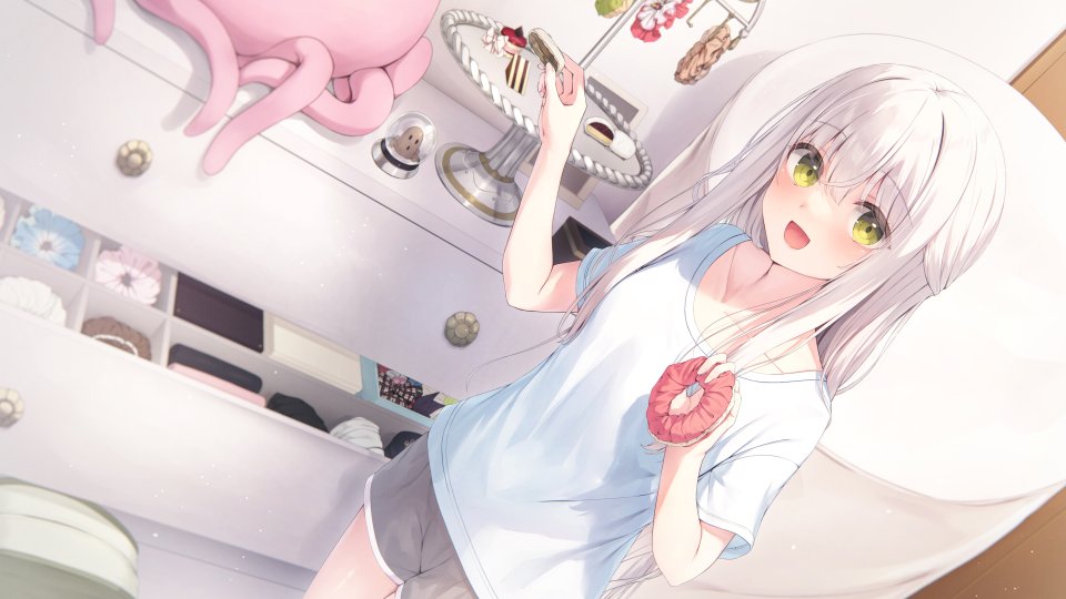 原创 つちくれ 绿色眼 发饰 Holding 长发 视线正对 衬衫