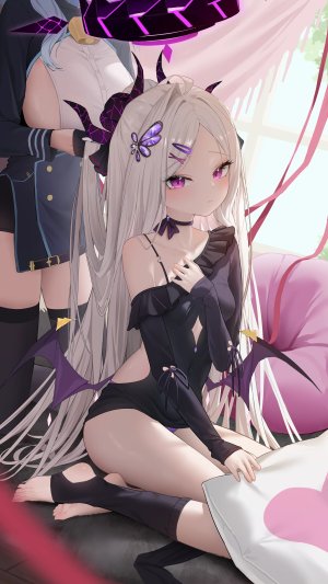 fangfangtu,天雨亚子,空崎日奈,蔚蓝档案,恶魔,光晕,horns,萝莉,No-Bra,胖次,掀裙,丝袜,制服,翅膀