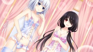 鸢一折纸,时崎狂三,DATE·A·LIVE,breast_hold,cleavage,游戏CG,lingerie,Stockings,黑丝