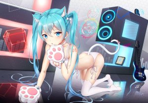 airjun,初音ミク,VOCALOID,猫娘,长发,双马尾