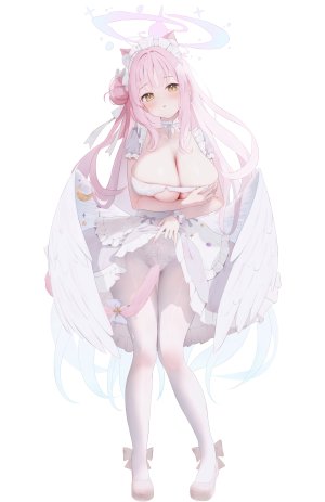 圣园未花,蔚蓝档案,天使,兽耳,breast_hold,猫耳,No-Bra,胖次,裤袜,看穿,掀裙,翅膀