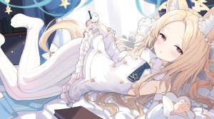 pu_ht,百合园圣娅,蔚蓝档案,兽耳,连衣裙,光晕,妖狐,萝莉,No-Bra,裤袜