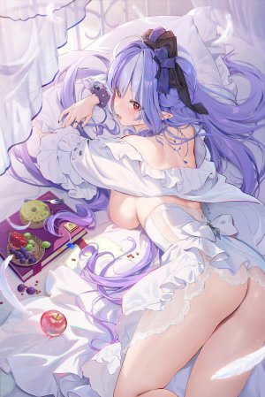 ほうき星,薇薇安,绝区零,breasts,连衣裙,nipples,No-Bra,nopan,尖耳,看穿,掀裙