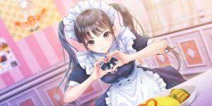 安住菜菜花,岸田メル,围裙,breasts,茶发,连衣裙,游戏CG,长发,女仆,缎带,single,双马尾,超长发