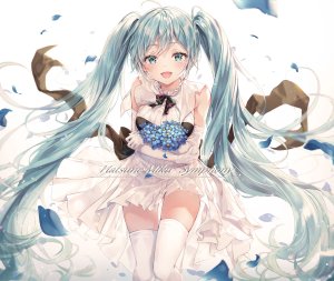 r_o_ha,初音ミク,VOCALOID,连衣裙,黑丝