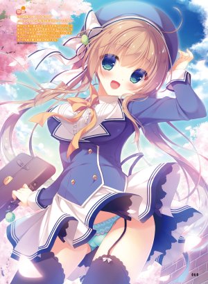 原创,Melonbooks,ゆき恵,长发,single,長身像,脸红,视线正对,開いた口,前发,胸部,笑顔,茶发,双马尾,巨乳,holding,天空