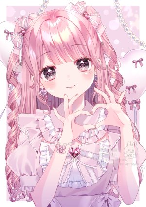 原创,あでりーぬ,脸红,茶发,长发,视线正对,粉发,衬衫,笑顔,single