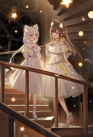 ikomochi,绘守未来Project,兽耳,连衣裙,猫耳,No-Bra,制服