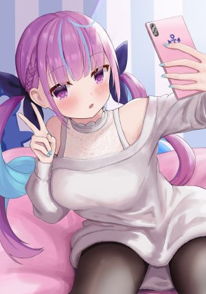 nedo,湊あくあ,Hololive,黑丝