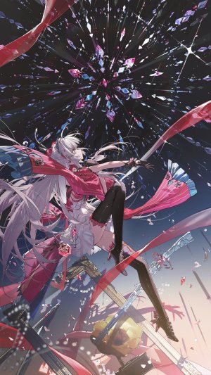 鸣潮,kieed,连衣裙,全身,手套,长发,single,超长发,白发