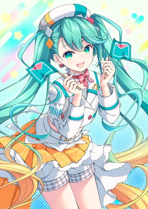 初音ミク,Magical_Mirai_Miku,魔法未来演唱会,VOCALOID,松うに,holding,长发,開口,短裙,笑顔,single,双马尾,超长发