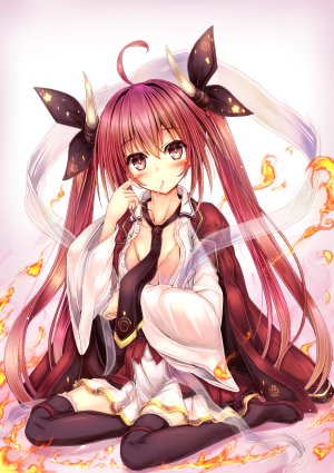 五河琴里,DATE·A·LIVE,kaisu,脸红,全身,长发,红色眼,缎带,坐姿,single,黑丝,双马尾