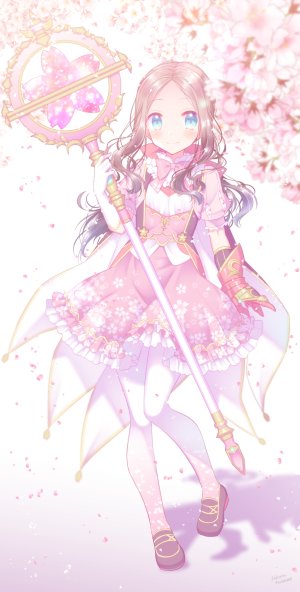 Fate/GrandOrder,Fate系列,sakura_tsubame,碧眼,茶发,樱花,连衣裙,长发,笑顔