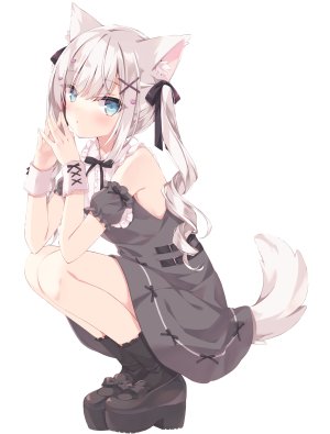 hoshi,兽耳,连衣裙,掀裙