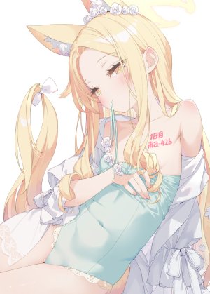 peko,百合园圣娅,蔚蓝档案,兽耳,breasts,光晕,妖狐,萝莉,泳装,tattoo