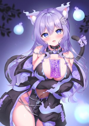 シオノ,独立虚拟YouTuber,兽耳,breast_hold,猫耳,nopan,看穿,泳装