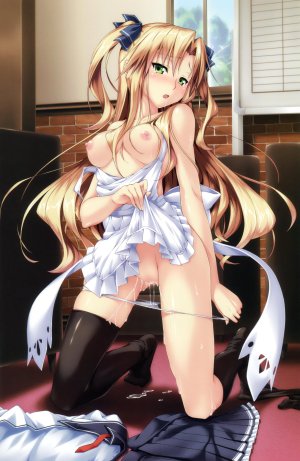 erect!,piromizu,围裙,黑丝,金发,脸红,露胸,绿色眼,横乳,裸エプロン,nipples,胖次,panty_pull,妹汁,single,下着,脱衣,r-18